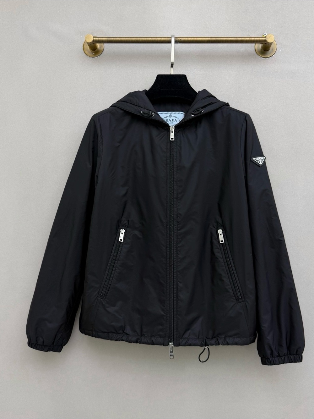 Prada Black Hooded Windbreaker Jacket